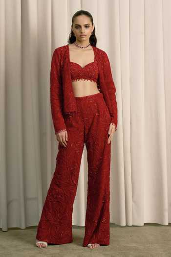 Istya Sequin Embroidered Jacket Pant Set 