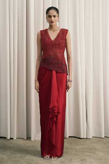 Istya Stone Embellished Top Skirt Set 