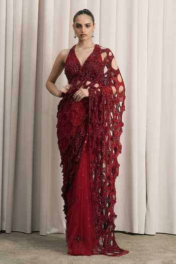 Istya Cutwork Embellished Saree With Blouse 