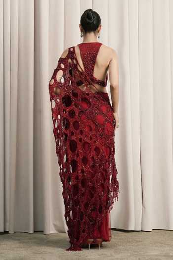 Istya Cutwork Embellished Saree With Blouse 