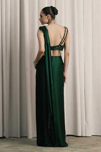 Istya Pre-Draped Saree With Embellished Blouse 