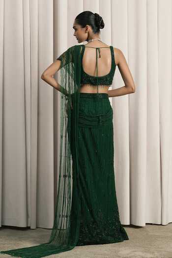 Istya Embroidered Pre-Draped Saree With Blouse 