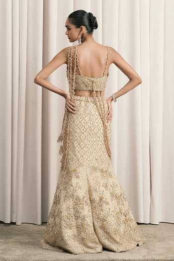 Istya Hand Embroidered Fishcut Lehenga & Blouse Set 