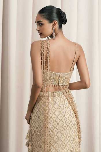 Shop Istya Beige Net, Chantilly Sweetheart Hand Embroidered Fishcut Lehenga And Blouse Set Online at Aza Fashions Shop_Istya_Beige Net, Chantilly Sweetheart Hand Embroidered Fishcut Lehenga And Blouse Set _Online_at_Aza_Fashions