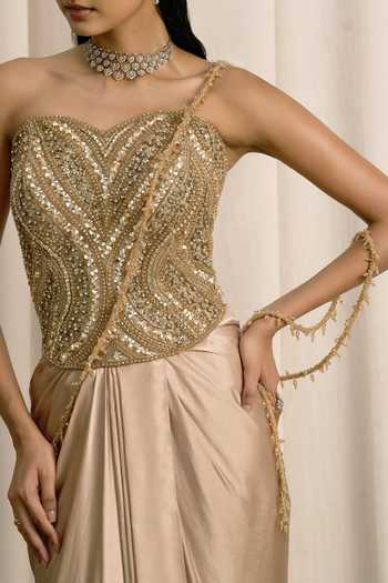 Shop Istya Beige Organza, Satin Sequins, Beads, Stones Embellished Corset And Skirt Set Online at Aza Fashions Shop_Istya_Beige Organza, Satin Sequins, Beads, Stones Embellished Corset And Skirt Set _Online_at_Aza_Fashions