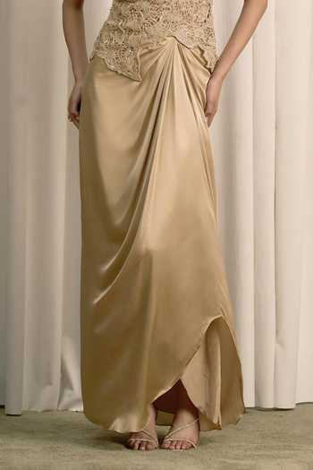 Istya Beige Organza, Satin Round Neck Cutwork Embroidered Top And Skirt Set Online at Aza Fashions Istya_Beige Organza, Satin Round Neck Cutwork Embroidered Top And Skirt Set _Online_at_Aza_Fashions
