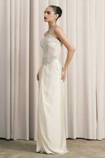 Buy Istya Ivory Satin, Chantilly, Lace Pearls, Stones Embellished Corset And Skirt Set Online at Aza Fashions Buy_Istya_Ivory Satin, Chantilly, Lace Pearls, Stones Embellished Corset And Skirt Set _Online_at_Aza_Fashions