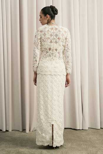 Istya Embroidered Jacket Skirt Set 