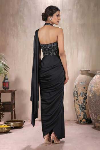 Maisolos Pre-Draped Saree & Embroidered Blouse Set 