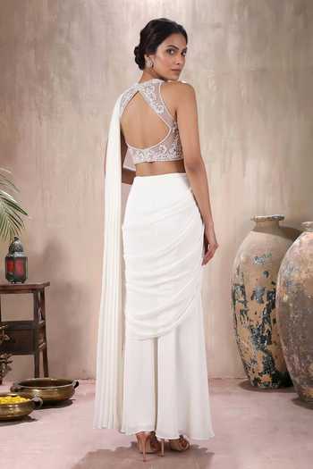 Maisolos Pre-Draped Saree With Thread Work Blouse 