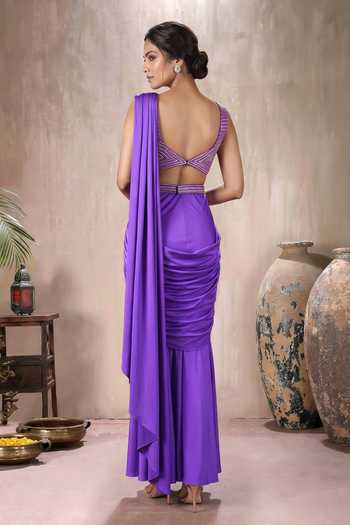 Maisolos Pre-Draped Saree With Embroidered Blouse 