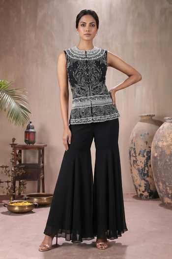 Maisolos Hand Embroidered Jacket & Sharara Set 