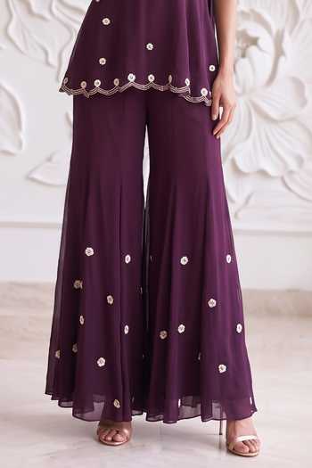 Maisolos Purple Net, Georgette Halter Neck, Yes Embroidered Kurta Set Online at Aza Fashions Maisolos_Purple Net, Georgette Halter Neck, Yes Embroidered Kurta Set _Online_at_Aza_Fashions