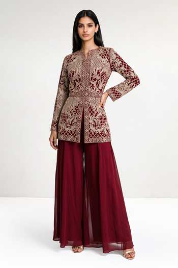 Maisolos Embroidered Jacket & Sharara Set 