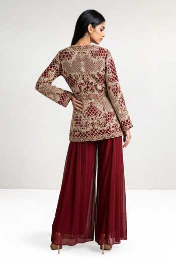 Maisolos Embroidered Jacket & Sharara Set 