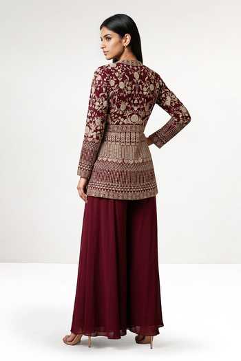 Maisolos Hand Embroidered Jacket & Palazzo Set 