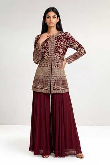 Maisolos Hand Embroidered Jacket & Palazzo Set 