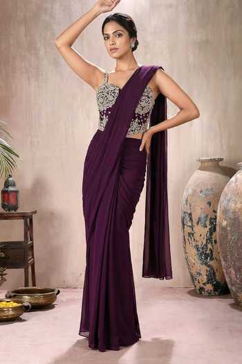Maisolos Pre-Draped Saree With Embroidered Corset 