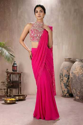 Maisolos Pre-Draped Pleated Saree With Blouse 