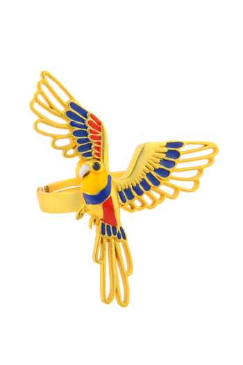 Totapari Gold Plated Corbett Plum Head Parrot Ring Online at Aza Fashions Totapari_Gold Plated Corbett Plum Head Parrot Ring _Online_at_Aza_Fashions