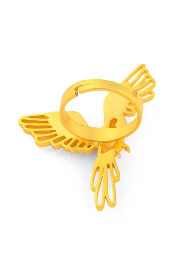 Buy Totapari Gold Plated Corbett Plum Head Parrot Ring Online at Aza Fashions Buy_Totapari_Gold Plated Corbett Plum Head Parrot Ring _Online_at_Aza_Fashions