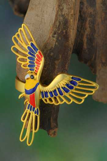 Buy Totapari Gold Plated Corbett Plum Head Parrot Ring Buy_Totapari_Gold Plated Corbett Plum Head Parrot Ring