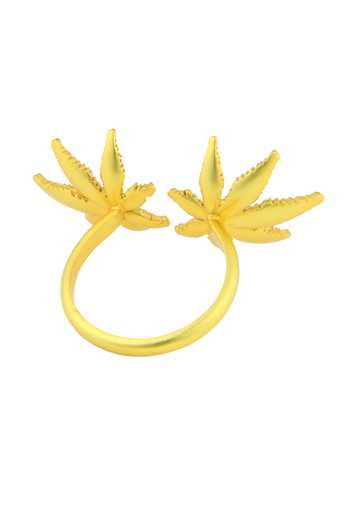 Totapari Gold Plated Corbett Canabis Duet Ring Online at Aza Fashions Totapari_Gold Plated Corbett Canabis Duet Ring _Online_at_Aza_Fashions