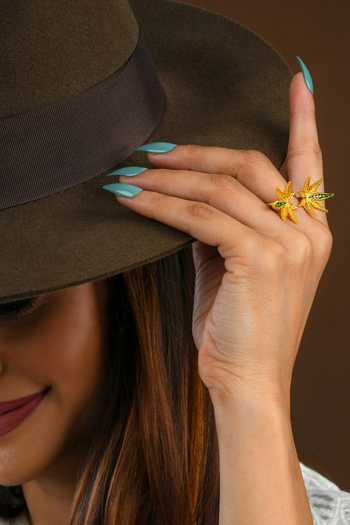 Buy Totapari Gold Plated Corbett Canabis Duet Ring Buy_Totapari_Gold Plated Corbett Canabis Duet Ring