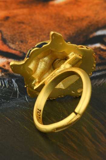 Shop Totapari Gold Plated Corbett Romeo Tiger Ring Online at Aza Fashions Shop_Totapari_Gold Plated Corbett Romeo Tiger Ring _Online_at_Aza_Fashions