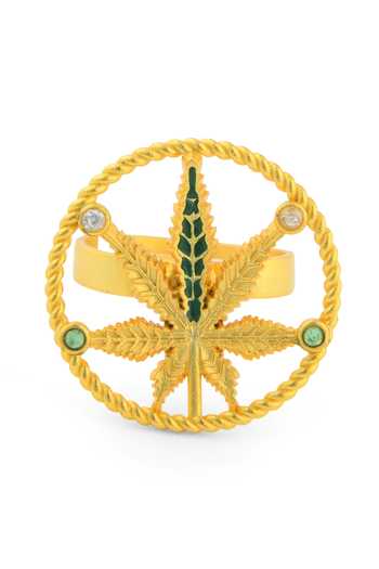 Totapari Gold Plated Corbett Canabis Ring Online at Aza Fashions Totapari_Gold Plated Corbett Canabis Ring _Online_at_Aza_Fashions