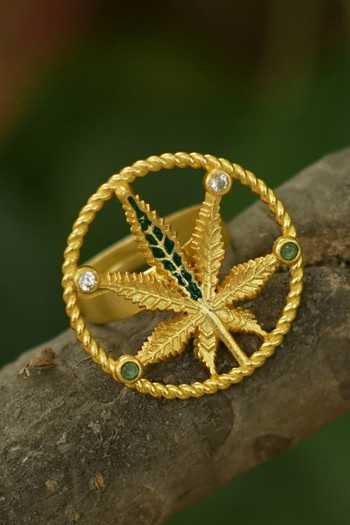 Buy Totapari Gold Plated Corbett Canabis Ring Online at Aza Fashions Buy_Totapari_Gold Plated Corbett Canabis Ring _Online_at_Aza_Fashions