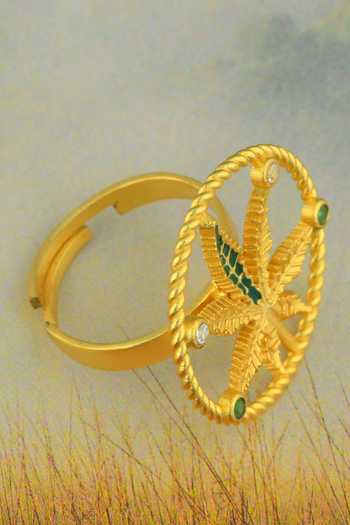 Totapari Gold Plated Corbett Canabis Ring at Aza Fashions Totapari_Gold Plated Corbett Canabis Ring _at_Aza_Fashions