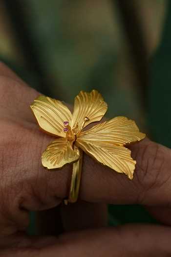 Buy Totapari Gold Plated Corbett Kachnaar Ring Buy_Totapari_Gold Plated Corbett Kachnaar Ring