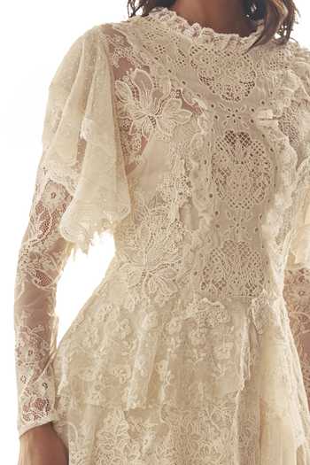 Shop Dash And Dot Ivory Polyester High Neck Cascading Lace Midi Dress Online at Aza Fashions Shop_Dash And Dot_Ivory Polyester High Neck Cascading Lace Midi Dress _Online_at_Aza_Fashions