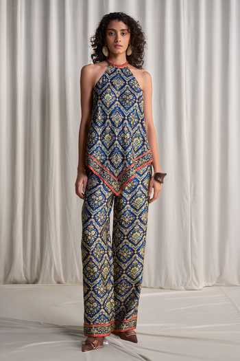 Buy_Dash And Dot_Blue Viscose Scarf Print Relaxed Fit Pant _Online_at_Aza_Fashions