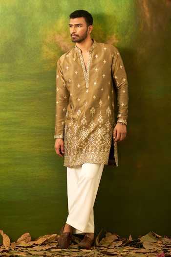 Buy Arihant Rai Sinha Gold Silk Geometric Woven Kurta Set Buy_Arihant Rai Sinha_Gold Silk Geometric Woven Kurta Set