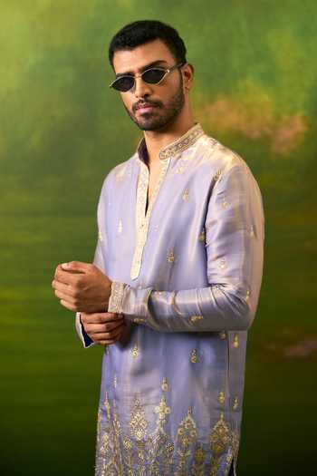 Shop Arihant Rai Sinha Purple Silk Embroidered Kurta Set Online at Aza Fashions Shop_Arihant Rai Sinha_Purple Silk Embroidered Kurta Set _Online_at_Aza_Fashions