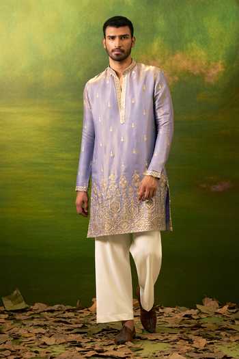 Arihant Rai Sinha Purple Silk Embroidered Kurta Set at Aza Fashions Arihant Rai Sinha_Purple Silk Embroidered Kurta Set _at_Aza_Fashions