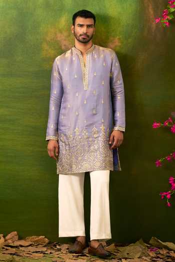 Buy Arihant Rai Sinha Purple Silk Embroidered Kurta Set Buy_Arihant Rai Sinha_Purple Silk Embroidered Kurta Set