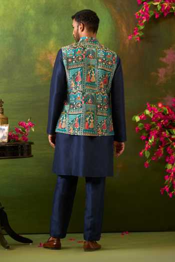 Arihant Rai Sinha Abstract Woven Bundi & Kurta Set 