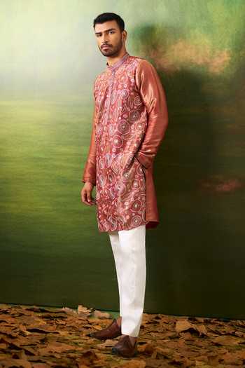 Buy Arihant Rai Sinha Maroon Silk Thread Embroidered Kurta Set Buy_Arihant Rai Sinha_Maroon Silk Thread Embroidered Kurta Set