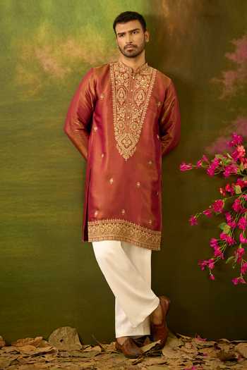 Arihant Rai Sinha Floral Yoke Embroidered Kurta Set 