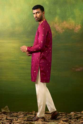 Buy Arihant Rai Sinha Magenta Silk, Jacquard Geometric Pattern Kurta Set Online at Aza Fashions Buy_Arihant Rai Sinha_Magenta Silk, Jacquard Geometric Pattern Kurta Set _Online_at_Aza_Fashions
