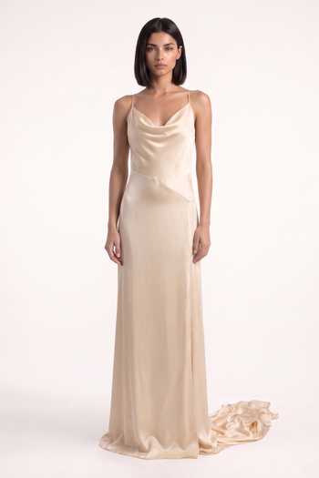 Pinup By Astha Cowl Backless Draped Gown 