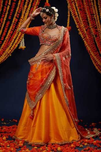 Preeti S Kapoor Embroidered Blouse Lehenga Set 