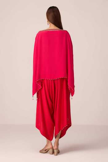 Buy Shyam Narayan Prasad Pink Crepe, Satin, Modal Boat Neck Zardozi Embroidered Kaftan And Draped Pant Set Online at Aza Fashions Buy_Shyam Narayan Prasad_Pink Crepe, Satin, Modal Boat Neck Zardozi Embroidered Kaftan And Draped Pant Set _Online_at_Aza_Fashions