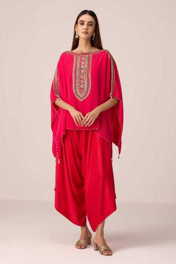 Shyam Narayan Prasad Zardozi Embroidered Kaftan & Draped Pant Set