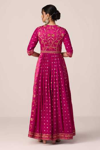 Buy Shyam Narayan Prasad Pink Silk, Organza, Brocade, Chinon Floral Embroidered Anarkali Pant Set Online at Aza Fashions Buy_Shyam Narayan Prasad_Pink Silk, Organza, Brocade, Chinon Floral Embroidered Anarkali Pant Set _Online_at_Aza_Fashions