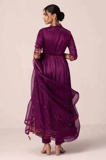 Shyam Narayan Prasad Thread Embroidered Angarkha Anarkali Set