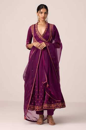 Shyam Narayan Prasad Thread Embroidered Angarkha Anarkali Set